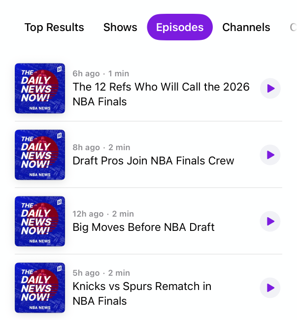 Apple Podcasts search results for nba news
