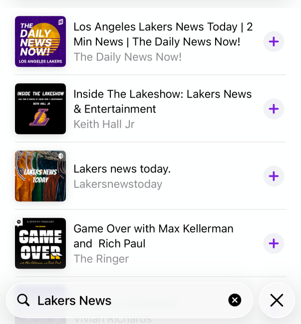 Apple Podcasts search results for lakers news